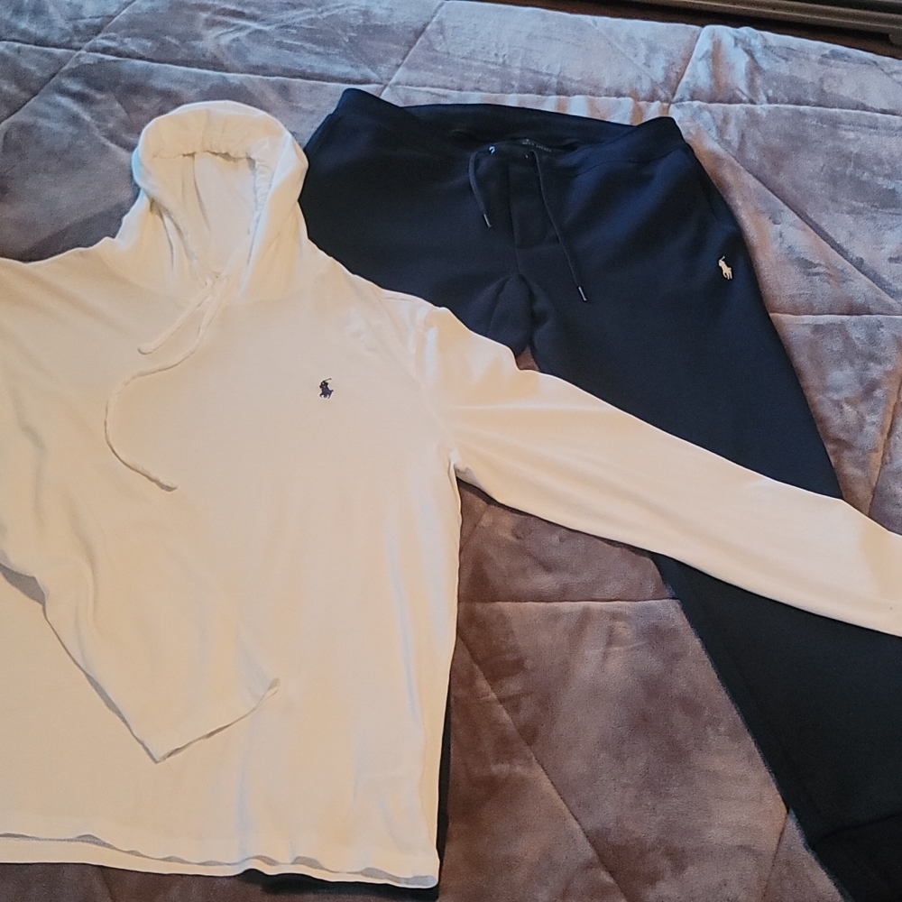 POLO RALPH medium Men's jersey T-Shirt Hoodie with Men's Double-Knit Jogger Pant